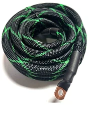 50ft 1/0 Gauge BLACK/GREEN SNAKESKIN OFC Wire Strands Copper Marine Cable AWG