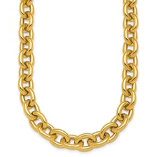 18K Yellow Gold Polished 10.5mm Open Link Cable Necklace 18" 49.21g for Mom