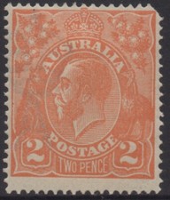 AUSTRALIA 1920 2d BROWN - ORANGE  KGV  STAMP MLH 1st.WMK PERF.14  SG.62