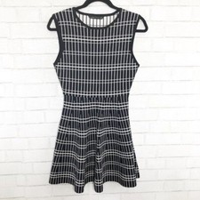 Zara Woman Black and White Geometric Plaid Sleeveless Dress Women's Size Large