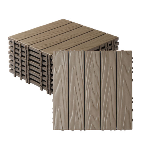 27 PCS Plastic Interlocking Patio Deck Tiles 11.8"x11.8" Indoor Outdoor Floorisq
