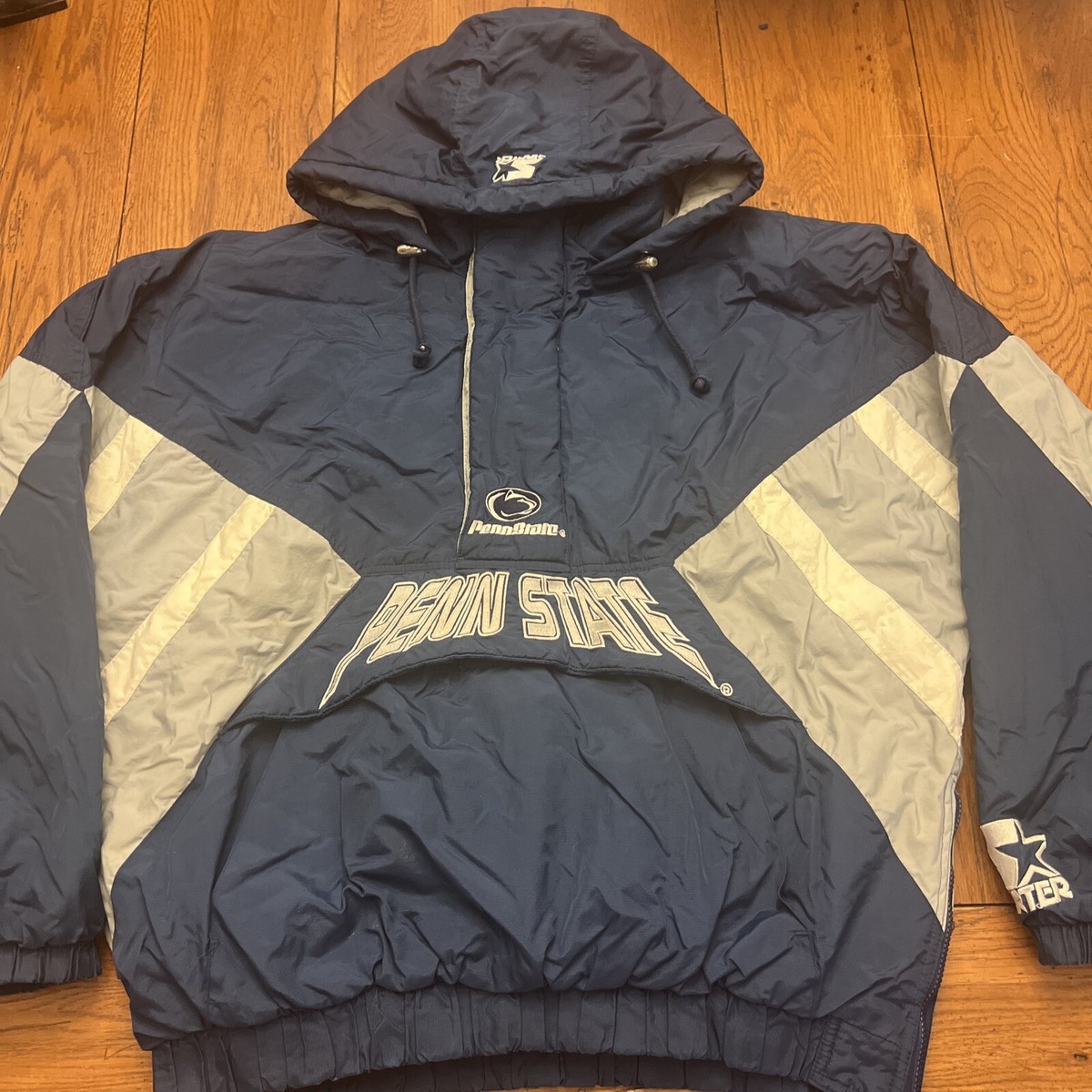 ヴィンテージ 80s Penn State スターター サテンジャケット Navy Blue Starter Bomber Penn State Nittany Lions 80s Jacket