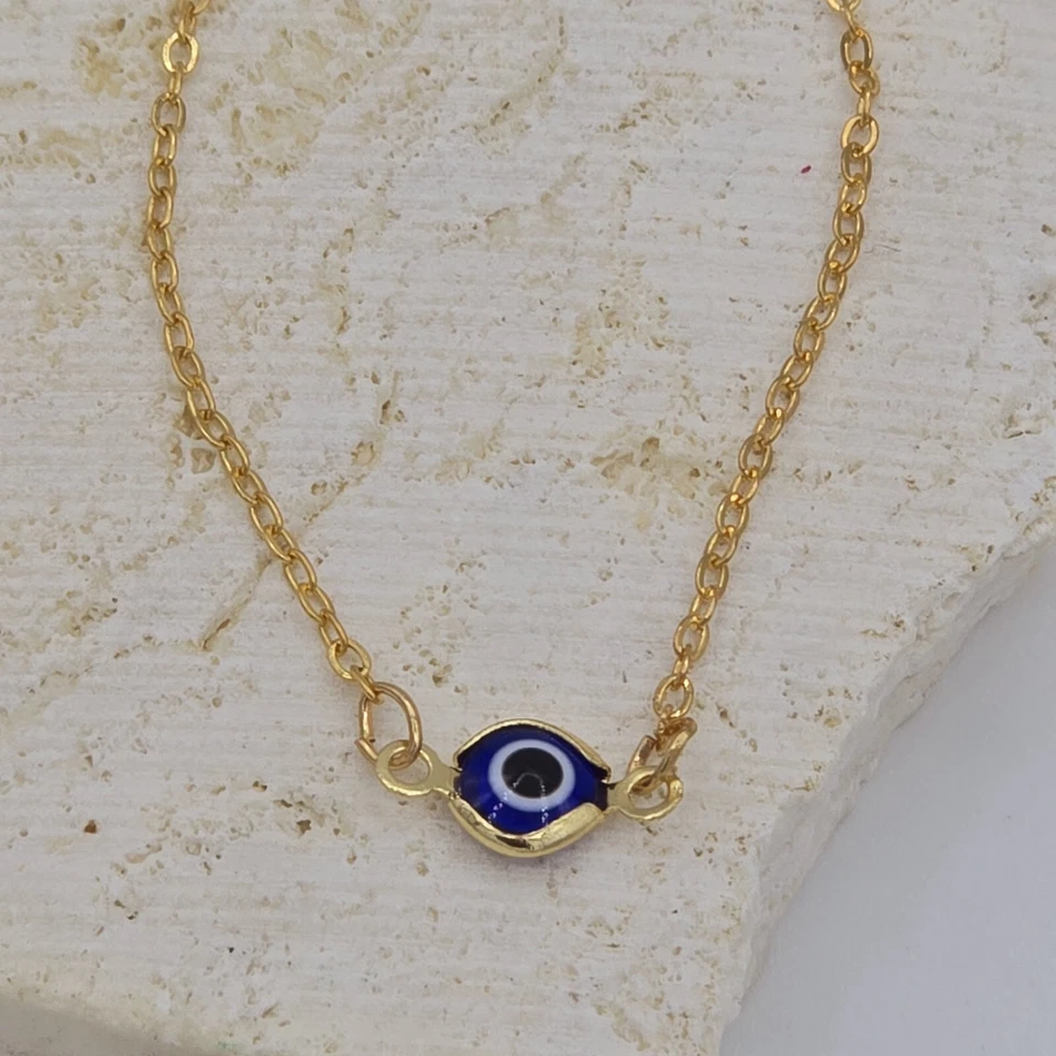 Dije colgante collar chapado en oro 14k mal de ojo  Foto 3 de 4