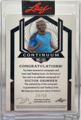 Victor Osimhen 2023 Leaf Continuum BLUE Autograph Auto #d 24/68