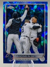 2022 Topps Chrome Update Sapphire #US238 Dancing in Detroit Baez Grossman Tigers