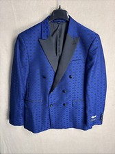Jos A Bank Mens 41R Blue Dinner Jacket Tuxedo DB Satin Peak Lapel Slim Fit NWT