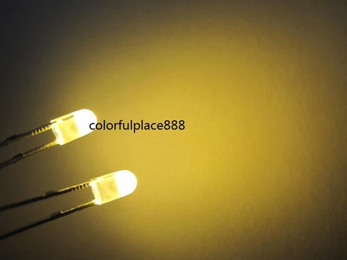 100pcs, 3mm Warm White Diffused Round Top Flangeless LED Leds Diode + Resistors