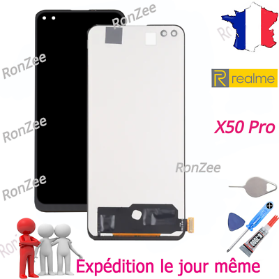 Ecran Complet LCD & Vitre tactile Noir Sans Châssis Pour Realme