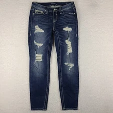 Vigoss Jeans Womens 8 x 30 Skinny Heritage Fit Distress Dark Wash Blue