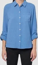 Tommy Hilfiger Women's Blue Button Up Top Size XL