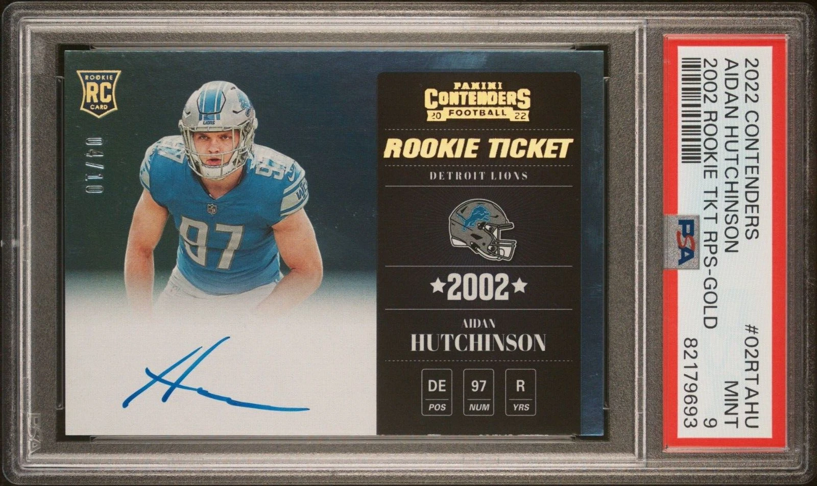 Aidan Hutchinson Panini Contenders 2002 Rookie Ticket Rps #02RTAHU Base