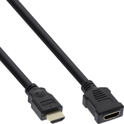 InLine  HDMI Verl., HDMI-High Speed, ST / BU, schwarz, vergoldete Kontakte, 1m