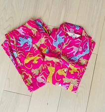 Block Print PJ Set Winter Long Sleeve Pajamas Holiday Sleepwear Women Night Suit