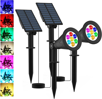Christmas Solar Landscape Spotlights Color Changing 2 Pack, Halloween Solar Spot