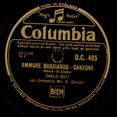 CARLO BUTI -CANZONE NAPOLETAN- Ammore Busciardo / Che Malspina    78rpm S199