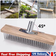 12" Metal Wire Broom Brush Sweeping Deck Scrub Heavy Duty Garden Moss Cleaner UK