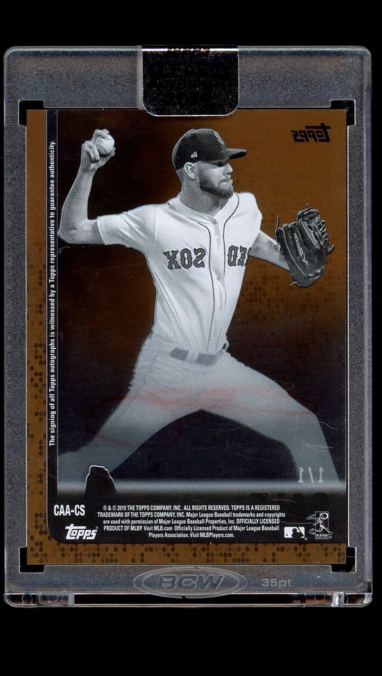 2019 Topps Clearly Authentic CHRIS SALE 1/1 ENCASED SSP Red Sox Braves Cy Young! - Image 2 of 2