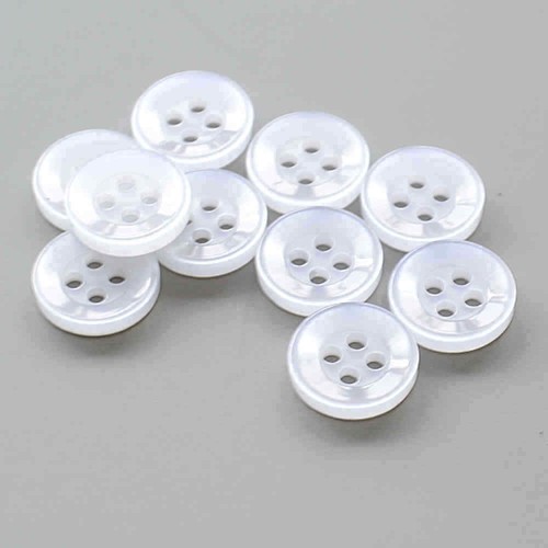 WHITE PEARLESCENT 4 HOLE SHIRT BUTTONS 11.5mm - Picture 2 of 2