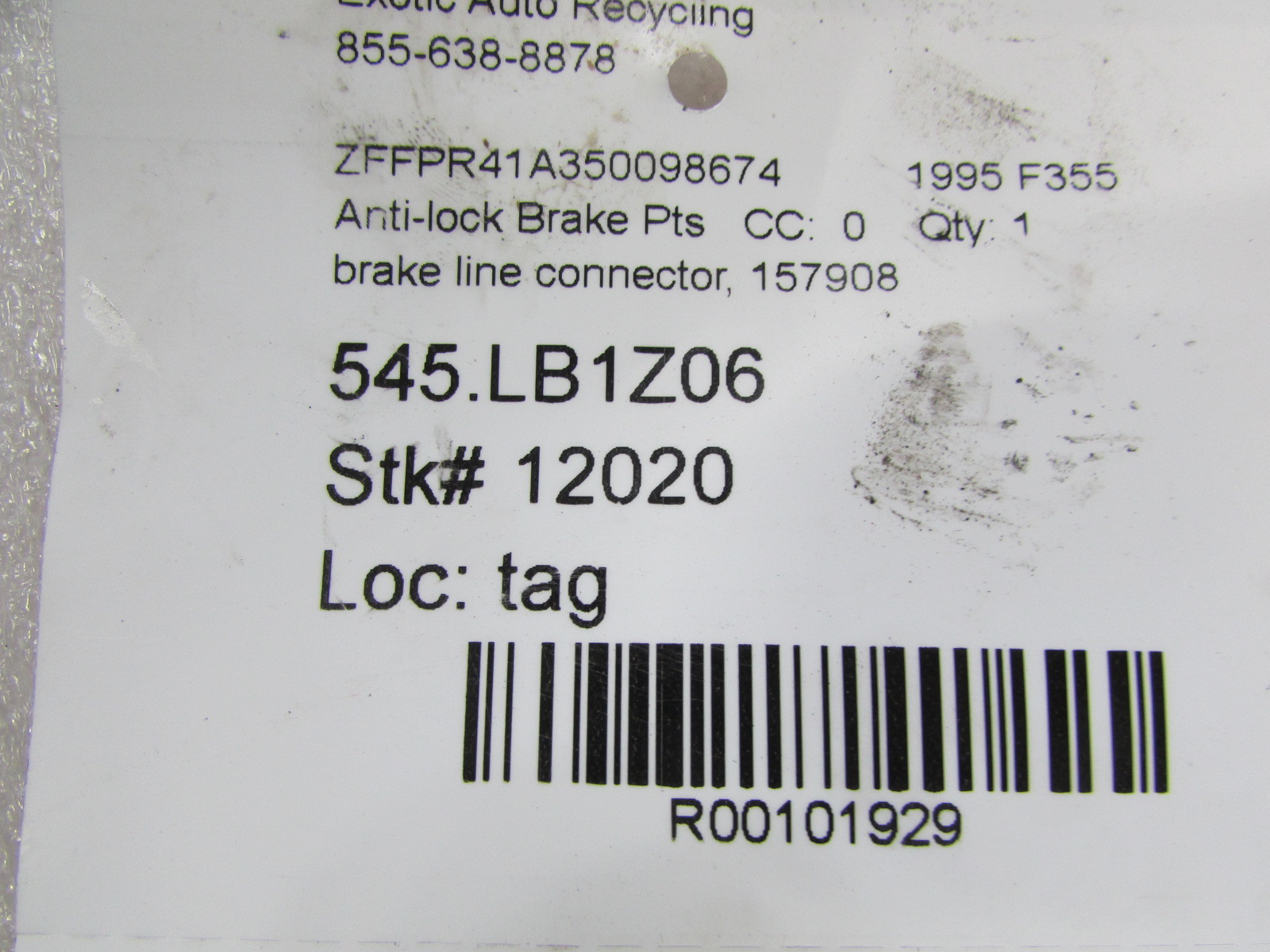 Ferrari 355, Brake Line Connector, Used, P/N 157908