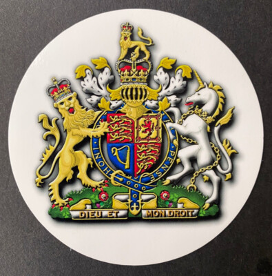 KÖNIG CHARLES III OFFIZIELLER KÖNIGLICHER WAPPEN GLÄNZENDER VINYL-AUFKLEBER