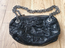Mimco black and silver  small evening heavy chain straps handbag