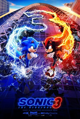 Sonic the Hedgehog 3 (2024) Movie Film POSTER Plakat   -72b
