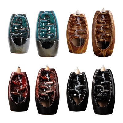 Handmade Aromatherapy Ornament Ceramic Backflow Incense Holder for Home Decor QD