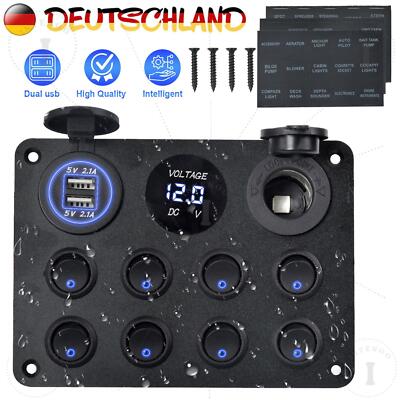 Schaltpanel 12V Kippschalter 8 Gang Dual USB wasserdicht für Auto Bus Boot