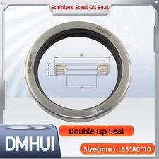 Oil Seal 65x80x10 Double Lip Seal Stainless Steel Oil Seal PTFE SS 65×80×10