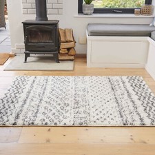 Cosy Cream Shaggy Rugs Thick Aztec Non Shed Cheap Living Room Rug Hall Runners