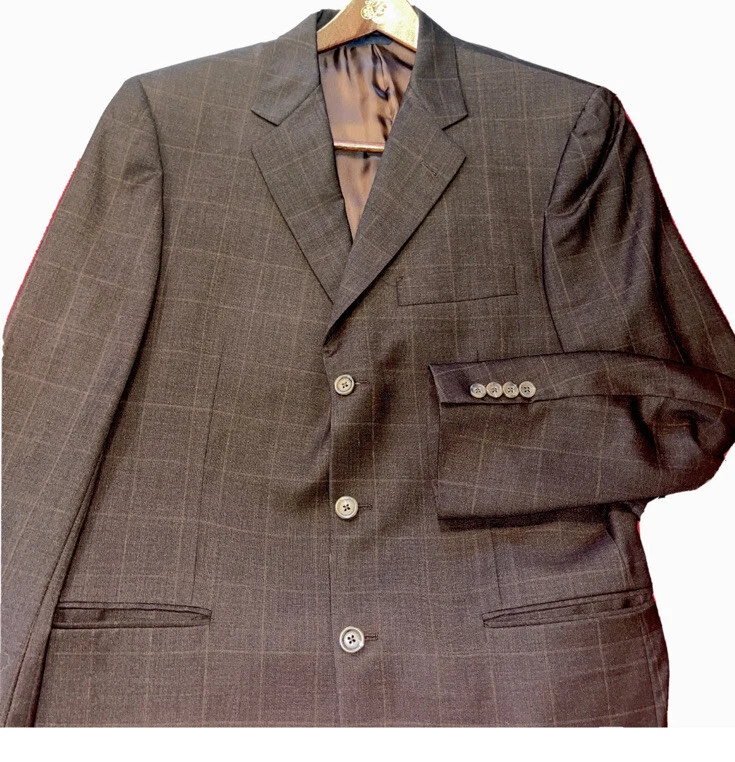 Burberry London Kensington 40L MARRÓN Traje Abrigo 100% Lana Ventana Pantalones, 36X31 Foto 4 de 4