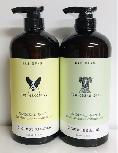 Rae Dunn ~ Gurke Aloe & Kokosnuss Vanille 2-in-1 Haustier Shampoo mit Haferflocken 34 Oz. - Bild 1 von 3