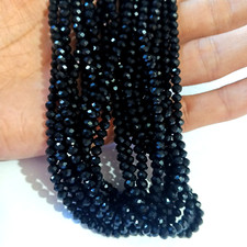 Black Spinel Gemstone 925 Sterling Silver Spinel Necklace Round 3mm Beads 18in