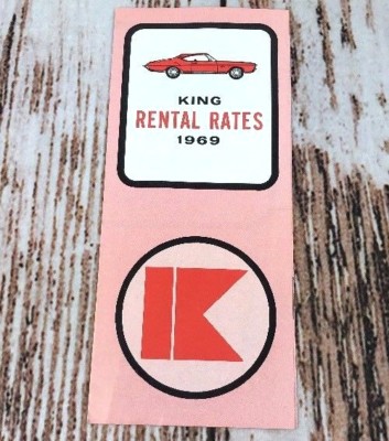 Vtg King Car Rental Rates Price  Brochure Pamphlet 1969 Advertising Ephemera