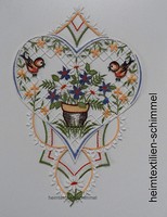 Plauener Spitze ® Fensterbild Sommer Fensterdekoration Herz FrüHling Blume Vogel