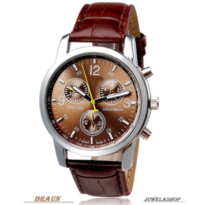 Business Uhr Herrenuhr Armbanduhr Leder Chronograf Style Quarzuhr Uhrenarmband