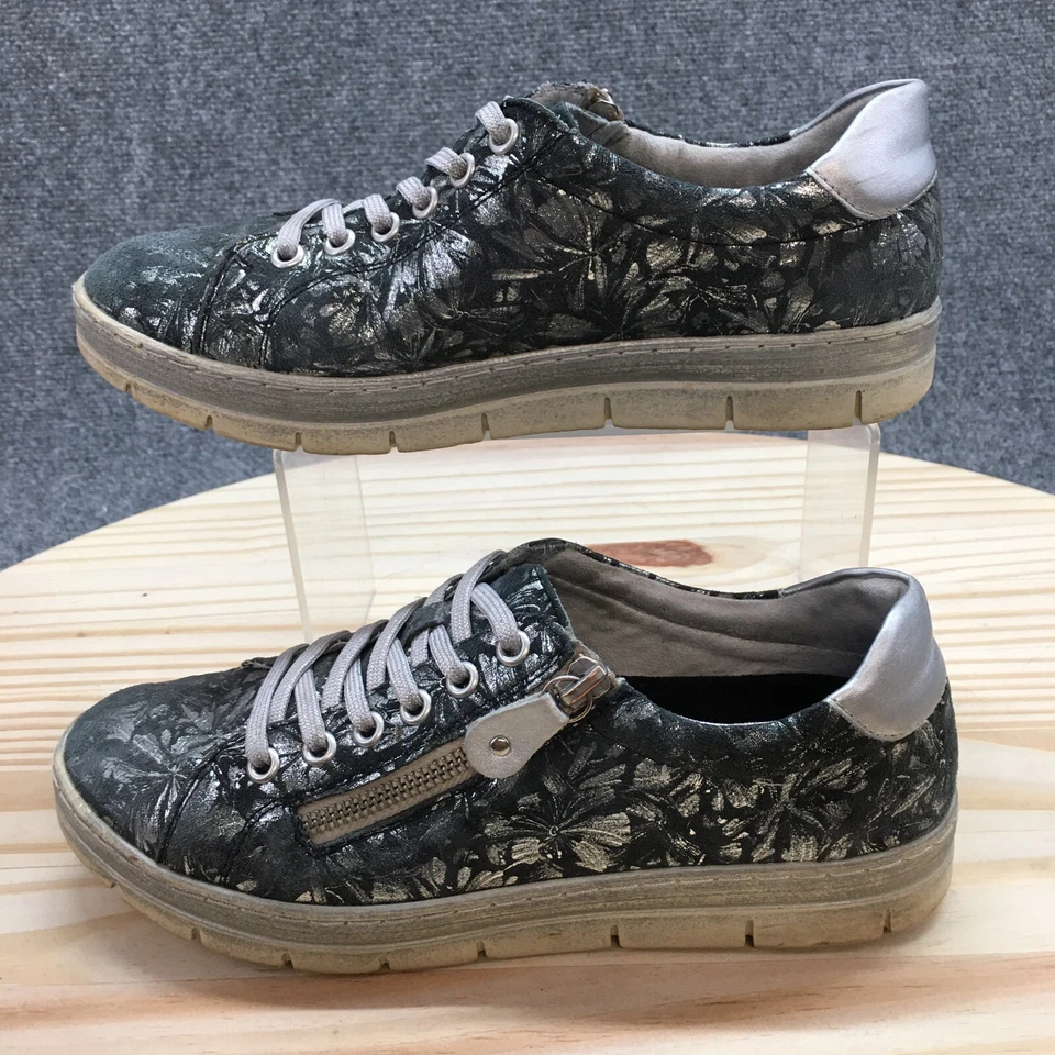 Zapatos Remonte Mujer 38 Informales Tenis Cuero Azul Con Cordones Cremallera Parte Superior Baja Foto 2 de 4