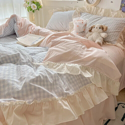 Princess Style Bedding Set Soft Skin-friendly Ruffles Duvet Cover Set Pillowcase - Picture 1 of 28