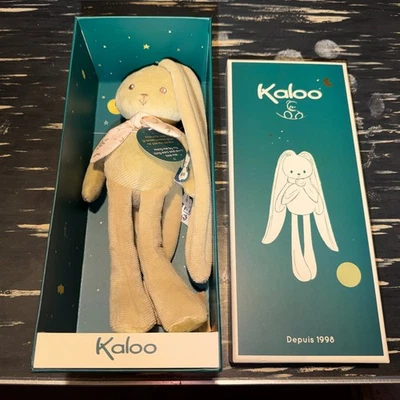 Kaloo Lapinoo Beige w/ Pink Bow Rabbit Bunny Plush Soft Toy 10” NEW - Image 1 of 3
