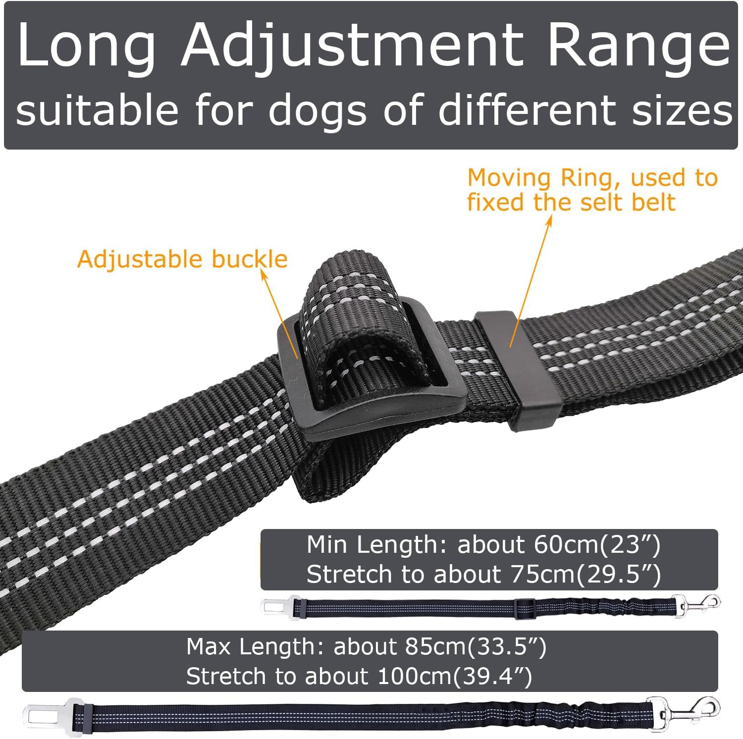 2 Cinture di Sicurezza per Cani Cintura di Sicurezza Auto Imbracatura Guinzaglio Accessori Viaggio Elastico Antiurto foto 3
