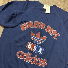 Vintage Adidas Athletic Dept USA Sweatshirt Made In USA NWT Deadstock Navy Med.