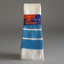 VTG Tube Socks White Blue NOS Size 9-15 USA Made Acrylic 22  Striped Men's 80's
