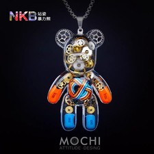 MOCHI Original Trendy Cyberpunk Violent Bear Keychain Couple Necklace Pendant