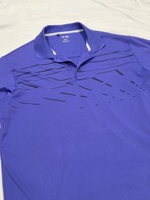 Adidas Golf Polo ClimaLite Purple Striped Athletic Short Sleeve Golf Shirt Sz L