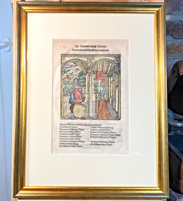 Handkolorierter Holzschnitt, Der 34. Thurnier, 16.Jh., Rüxner Thurnierbuch, rar