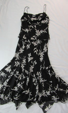 Country Casuals - Size 12 - Black & White Floral, Chiffon, Lined, S'Less Dress