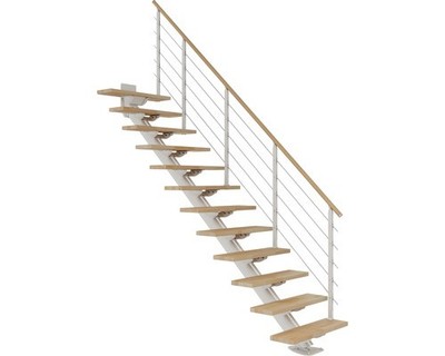 Pertura Mittelholmtreppe Zelos Buche Leimholz Weiß Gerade 75 cm 12 Stufen / 13 S