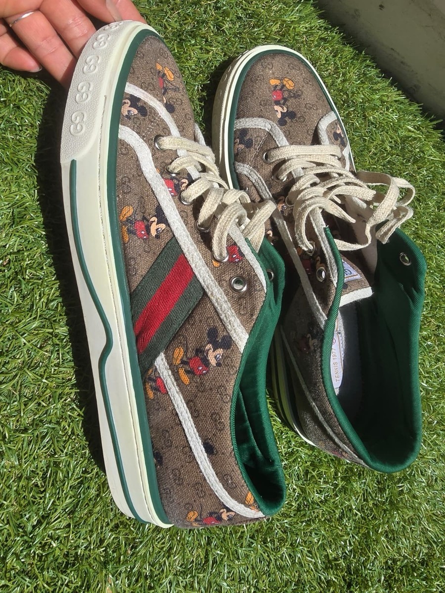 Gucci Disney Tennis 1977 Shoes Mens Size 10 Mickey Mouse GG Canvas