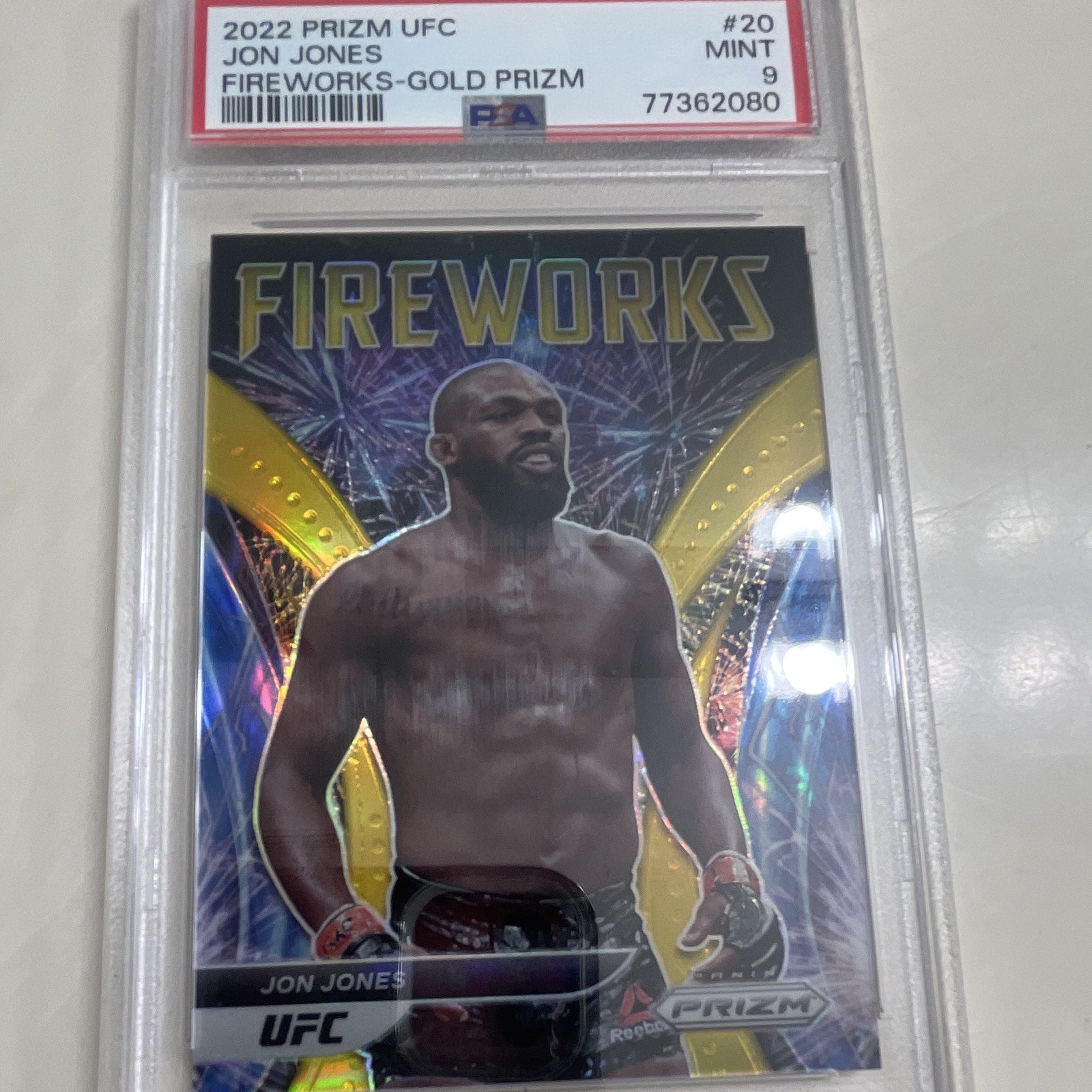 2022 Prizm UFC Fireworks Jon Jones #20 Gold Prizm 05/10 PSA 9🔥🔥🔥 Pop 2 