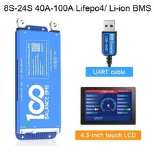 8S-24S 40A-100A Lifepo4/ Li-ion Battery Smart BMS Balance w/ Bluetooth UART LCD